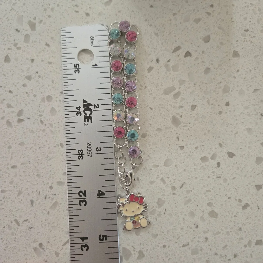 Sanrio Hello Kitty Charm Bracelet Rhinestone Pastel Enamel 2007 Vintage Boxed